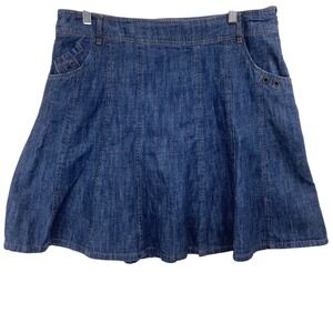 Vintage KHAKIS Women's Denim A-Line Skirt‎ Blue Size 12 Pockets Zip Closure 90's